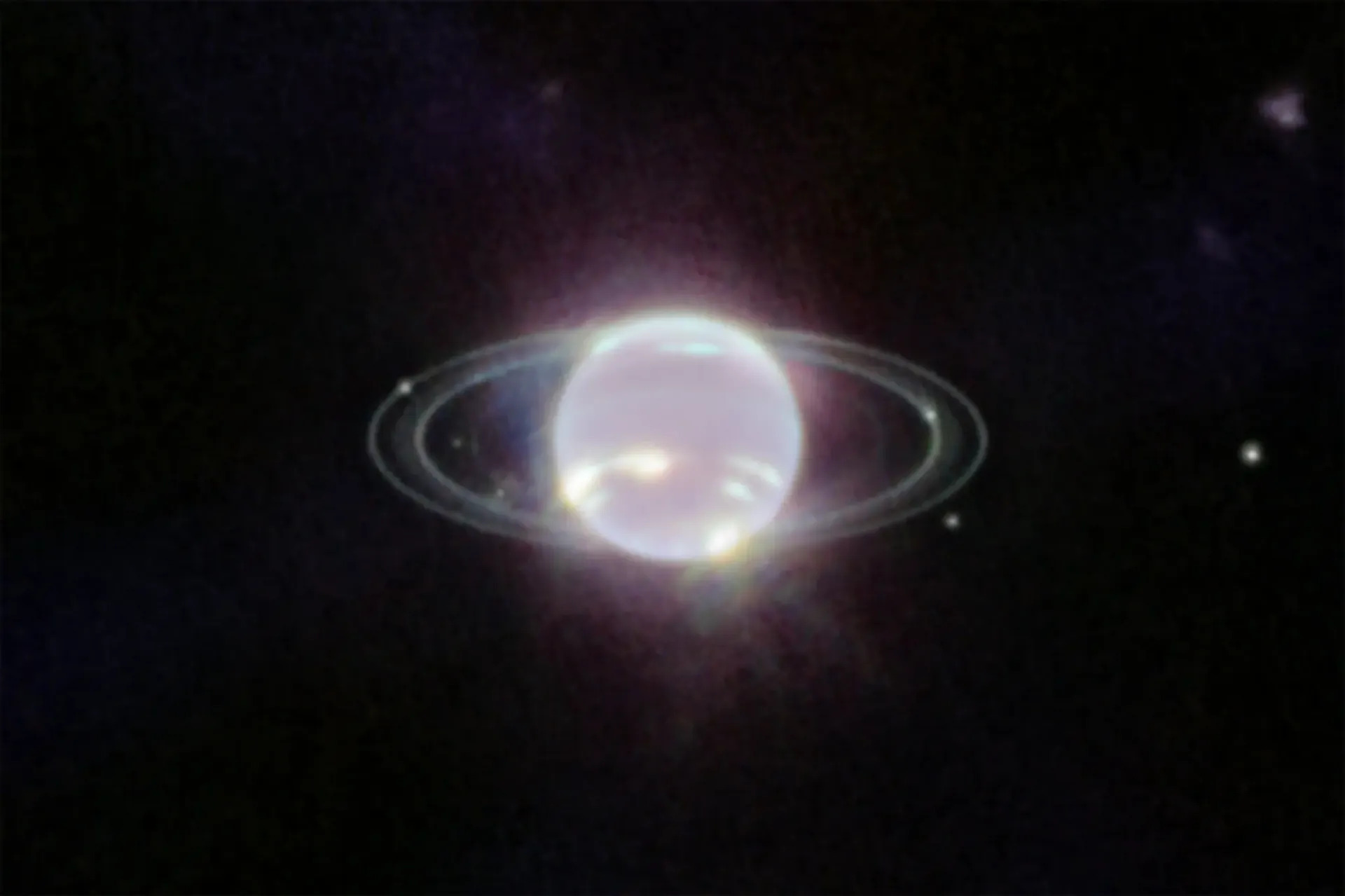 Neptune with its rings and several of its moons clearly visible, as captured by the James Webb Space Telescope’s Near Infrared Camera.Credit...NASA, ESA, CSA, STScI