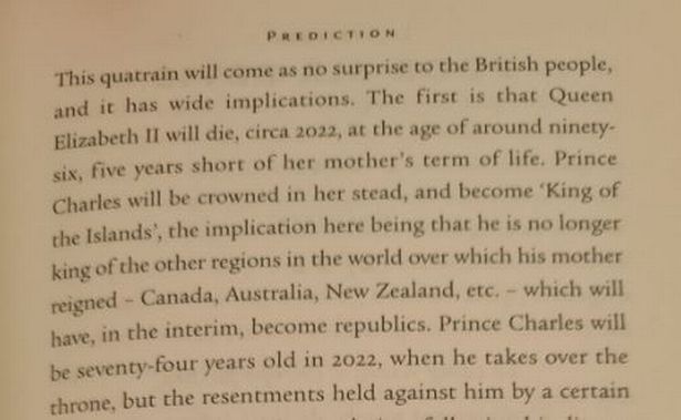 This excerpt is from Mario Reading’s 2005 book ‘Nostradamus: The Complete Prophecies for the Future
