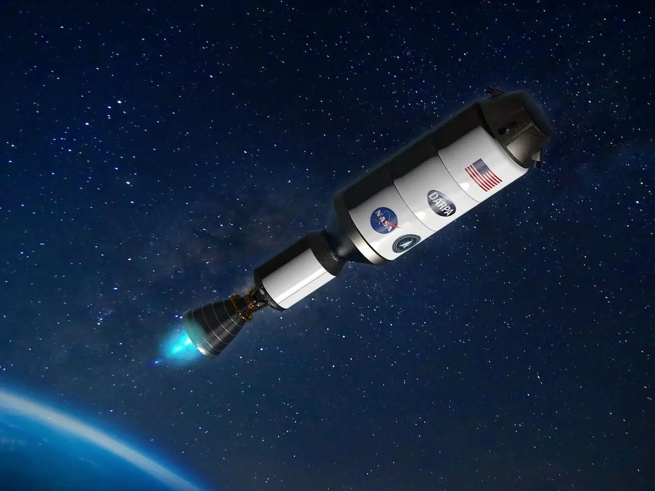 An artist's illustration of the Demonstration for Rocket to Agile Cislunar Operations (DRACO) spacecraft, which will be used to test a nuclear thermal rocket engine.