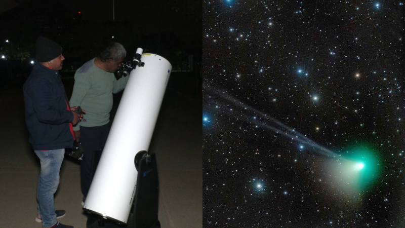 The comet - though notoriously unpredictable - has been steadily brightening as it approaches the sun, and should be easy to spot with binoculars